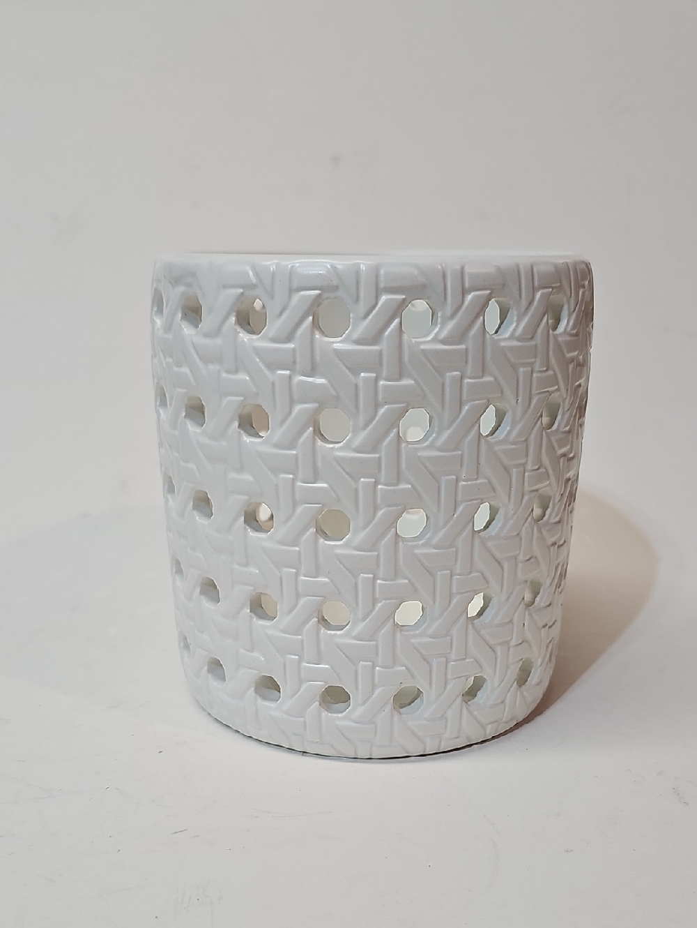 Threshold White Earthenware Lattice Candle Holder